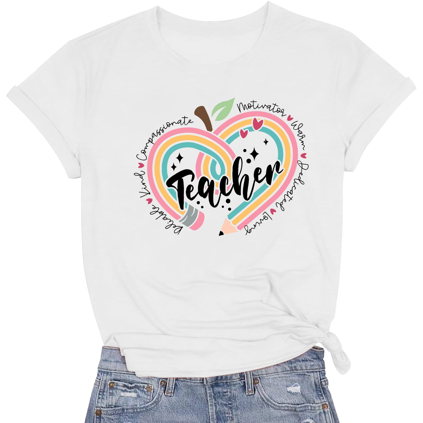 Teacher Shirts for Women Teacher Appreciation Tshirts Flower Graphic Tees for Women