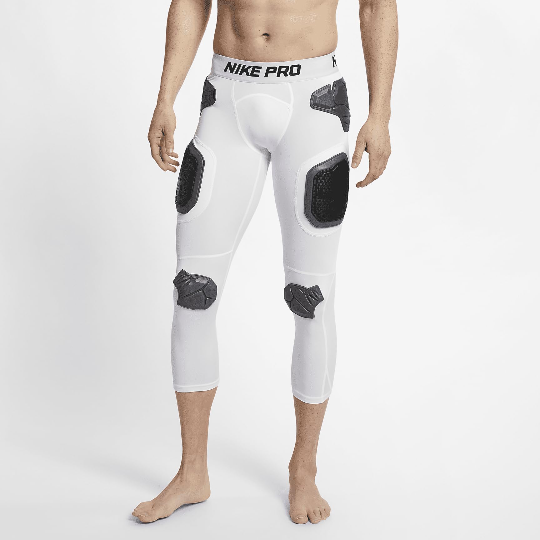 Nike Men's Pro Hyperstrong Padded 3/4 Football Tight White/Black (Large)