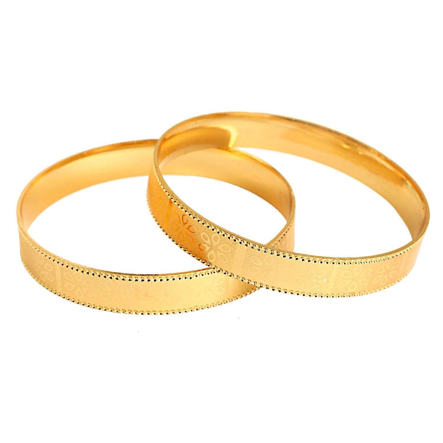 EfulgenzEfulgenz Gold Tone Indian Bangle Set for Women Dubai Style Bangle Set Indian Gold Tone Bangles Bracelet Indian Bridal Jewelry for Wedding Fashion Jewelry (2 Pcs)