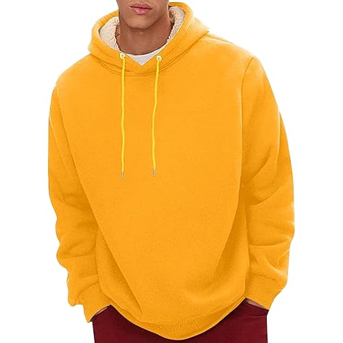 Heavyweight Hoodie Men Casual Drawstring Hooded Pullover Sweatshirts Baggy Basic Pullover Hoodies with Pockets