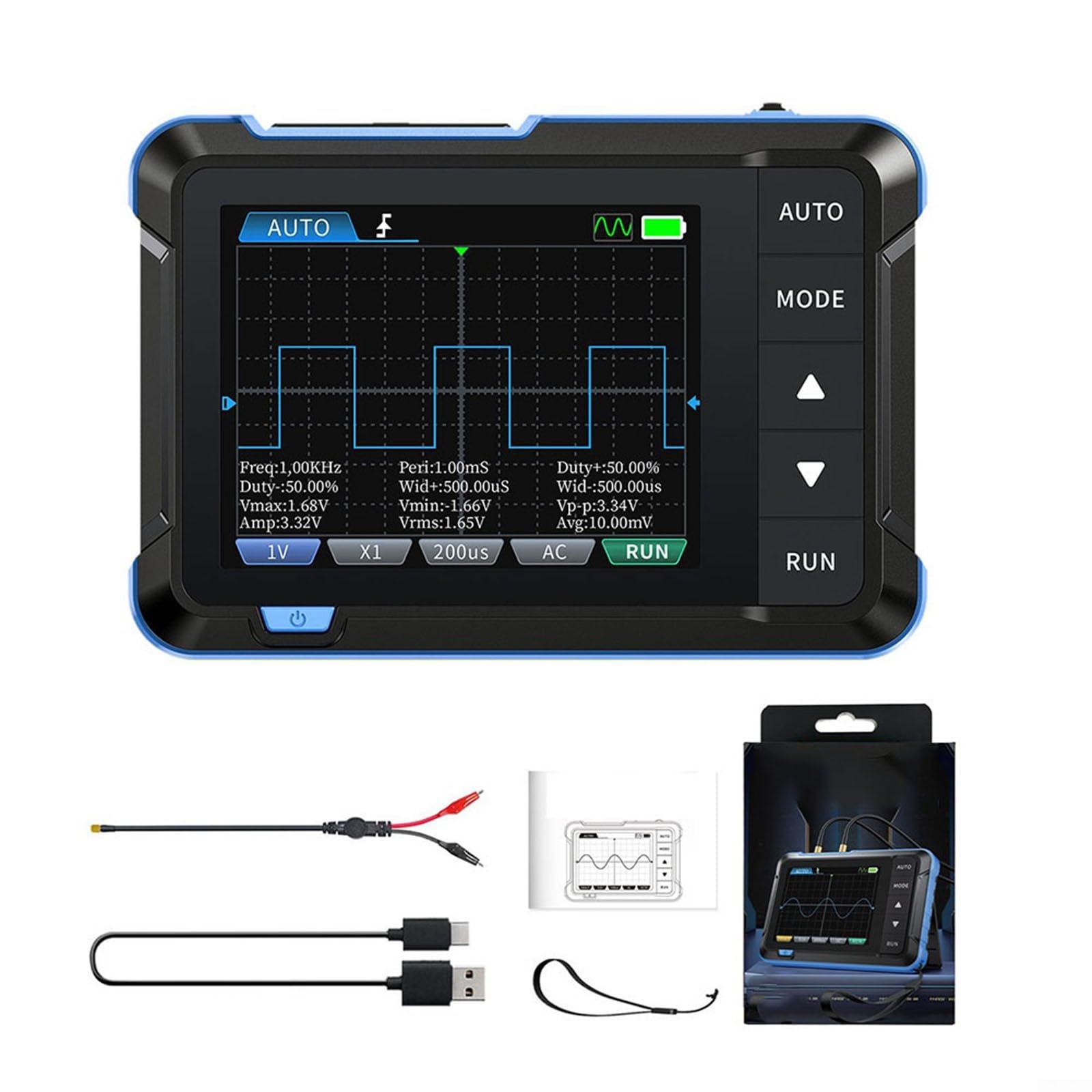 DSO153 Digitales Oszilloskop, 1 MHz Bandbreite, 5 MS/s, Abtastung, USB, tragbares Scope mit Signalgenerator für Elektroniklabor (A)