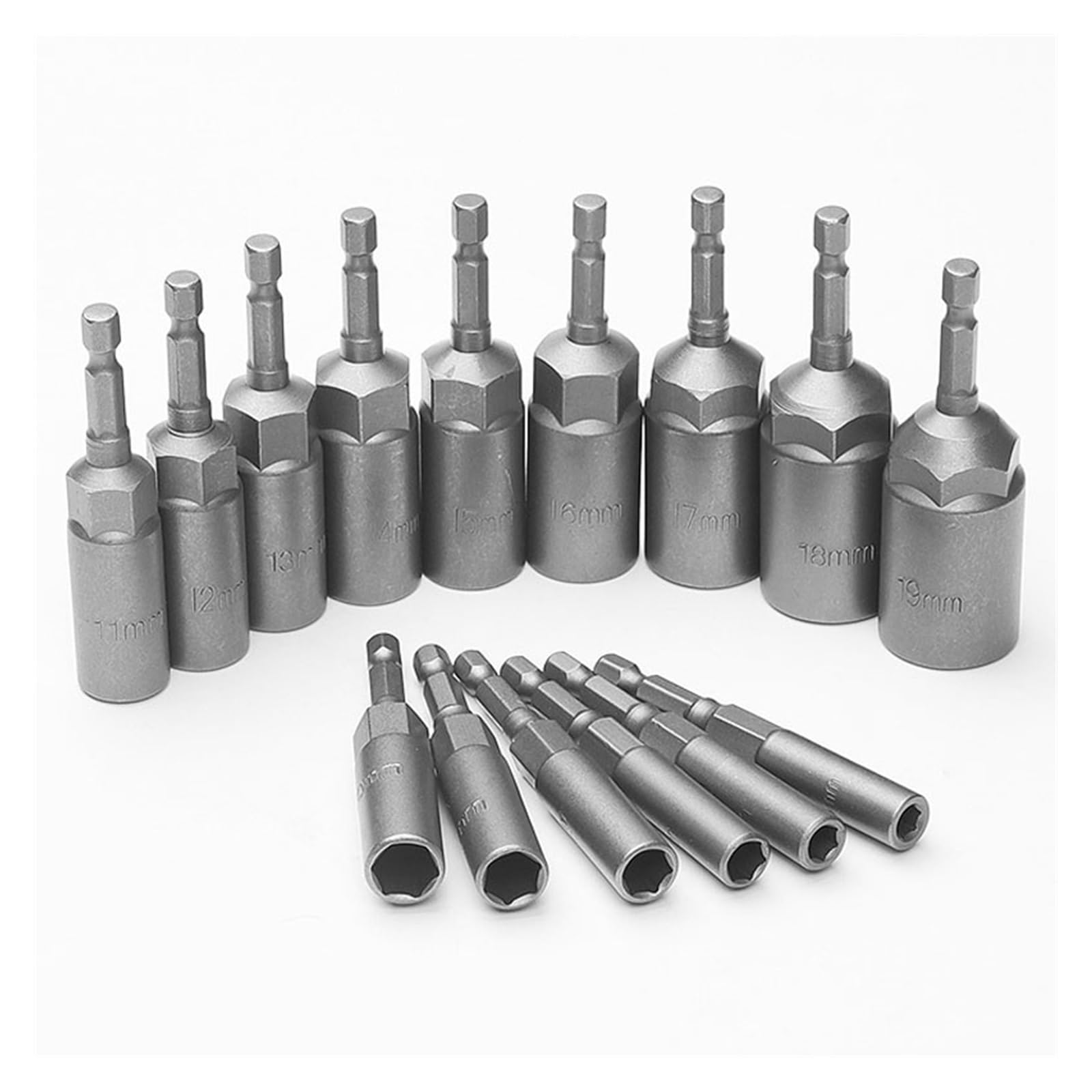 1 szt. Głębokie gniazdo sześciokątne klucz nasadowy wiertło 1/4 "uchwyt sześciokątny adapter gniazda udarowego długość 80mm wkrętaki bity 5.5-19mm szybki adapter (Size : 14pcs 6mm-19mm)