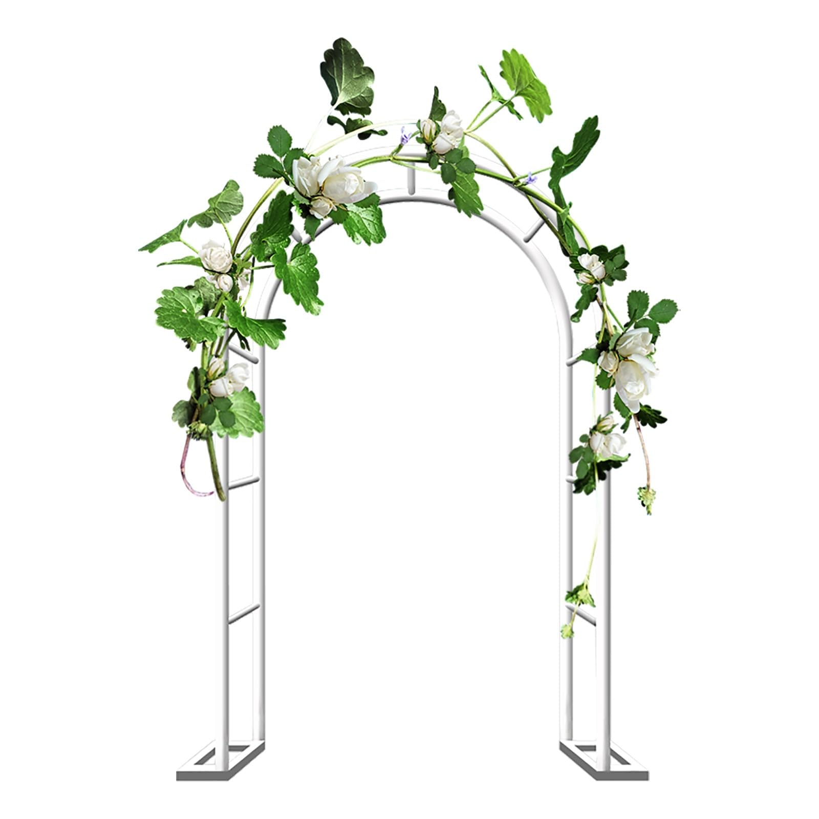 QYANPEN Steel Garden Arch 80cm to 350cm Wide Metal Garden Trellis,Outdoor Wedding Arch,Round Pergola Arbour for Climbing Plant Vines,Metal Pergola Arch(White,L80xW40xH200cm)