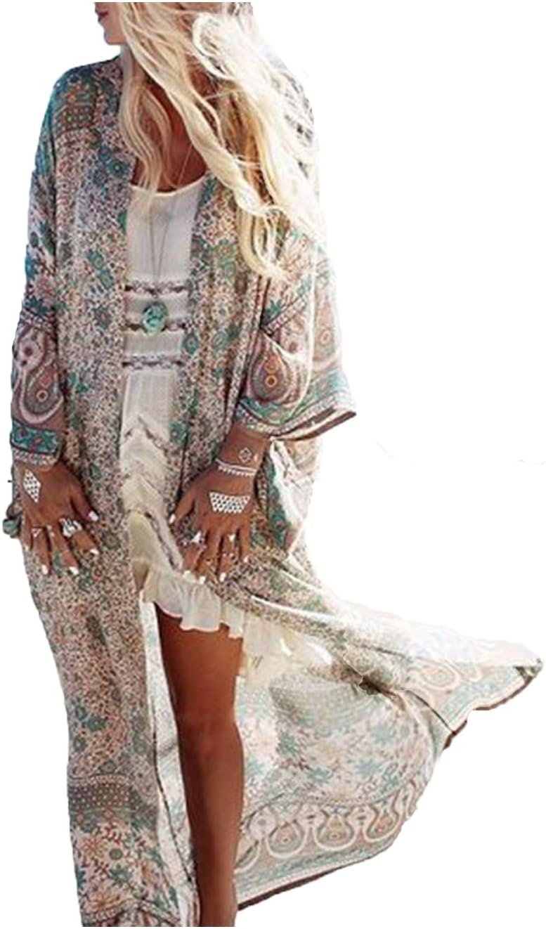Wander Agio Womens Bikini Cover Ups Beach Casual Dress Coverup Swimsuits Long Cardigan - White - One Size