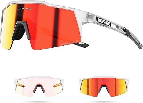 KAPVOE Gafas de ciclismo fotocromáticas MTB Gafas de sol transparentes para bicicleta de montaña, gafas de transición, deportes de béisbol y correr
