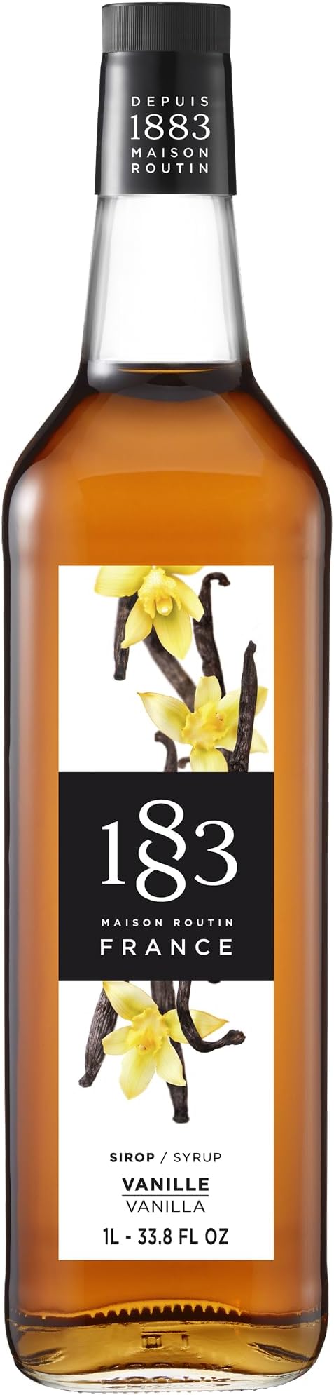 1883 Maison Routin Premium Vanilla Syrup, 1 Litre Glass Bottle