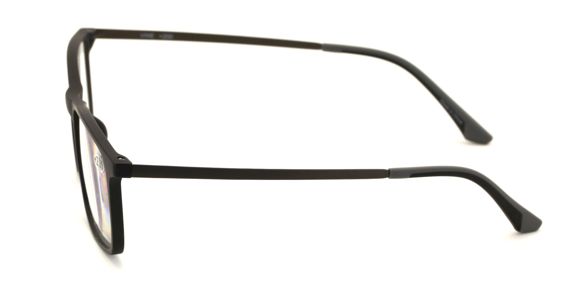 Vision World Eyewear Tr90 Con B Gafas De Lectura Templo Rectángulo De Titanio Flexible - Recubrimiento Ar Azul (Negro Mate, 1.50)