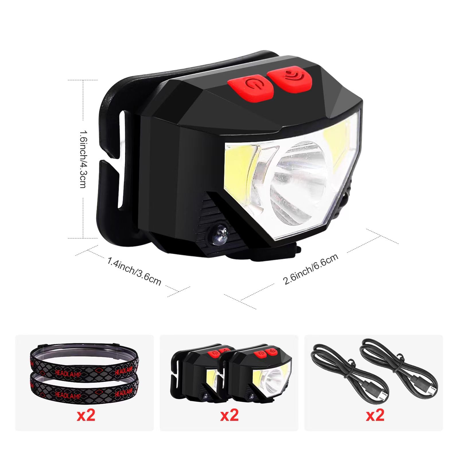 Faro ricaricabile a LED, proiettore con sensore super luminoso, 18 modalità, 12000 lumen, impermeabile, regolabile a 160 gradi, cappello rigido per adulti, campeggio e escursionismo