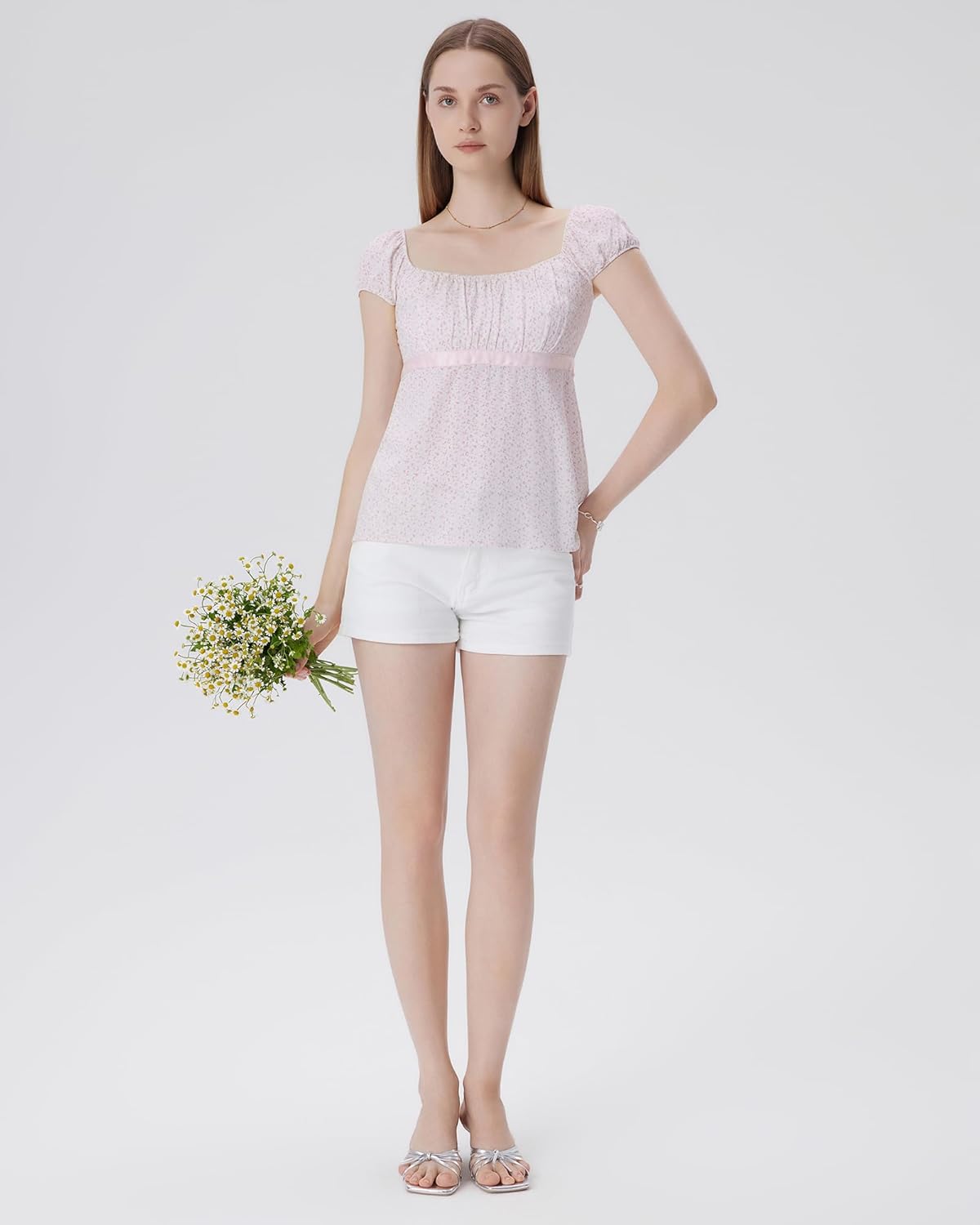 SUUKSESS Women Square Neck Babydoll Tops Cute Summer Peplum Cap Sleeve Going Out Shirts - Image 5