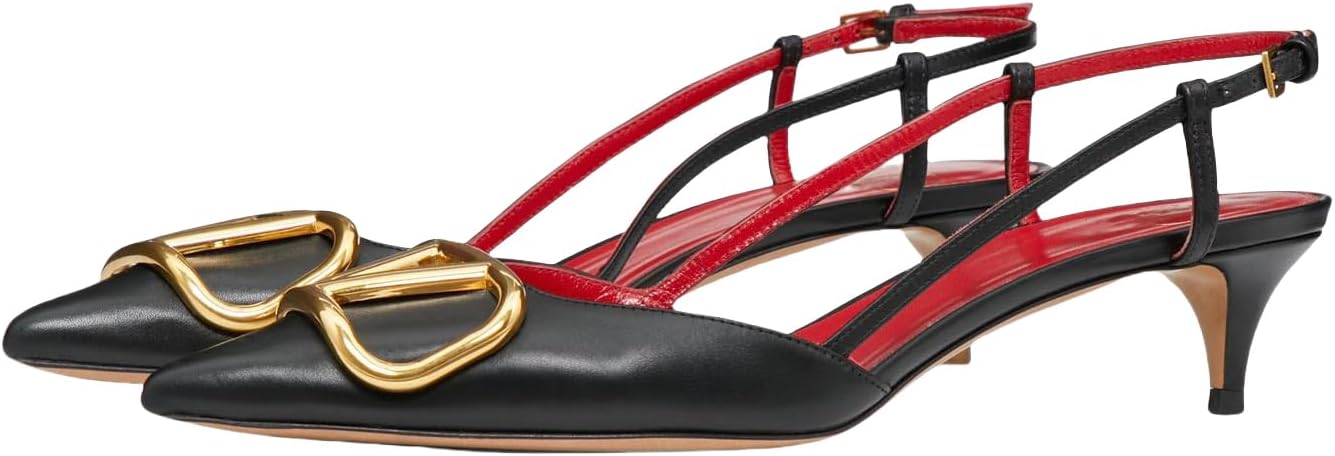 Women's Kitten Slingback Heels Pointed Toe Low Heel Pumps
