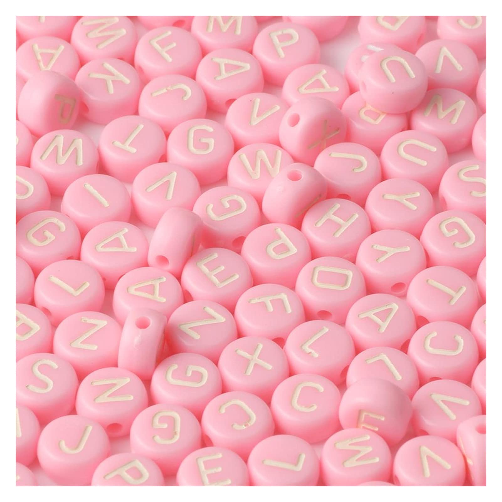 Amazon.co.jp: QZX1 200ピースキャンディーカラー英語丸四角文字ビーズ  