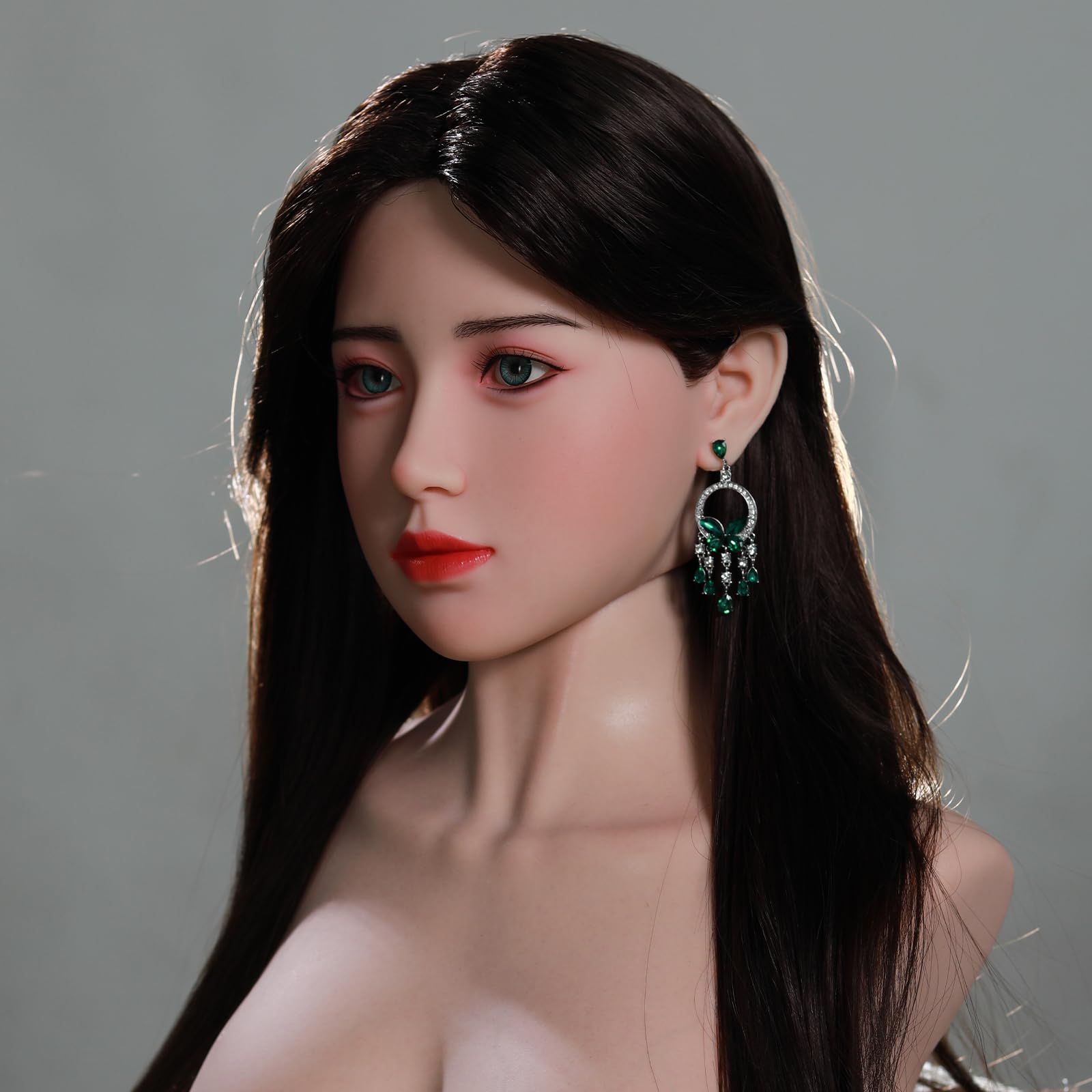 Amazon.com: Solid Silicone Doll Head with Black Long Hair, Makeup Doll Head  Connection Life-Size Doll Parts Accessories with Light Blue Eyeballs, White  Color