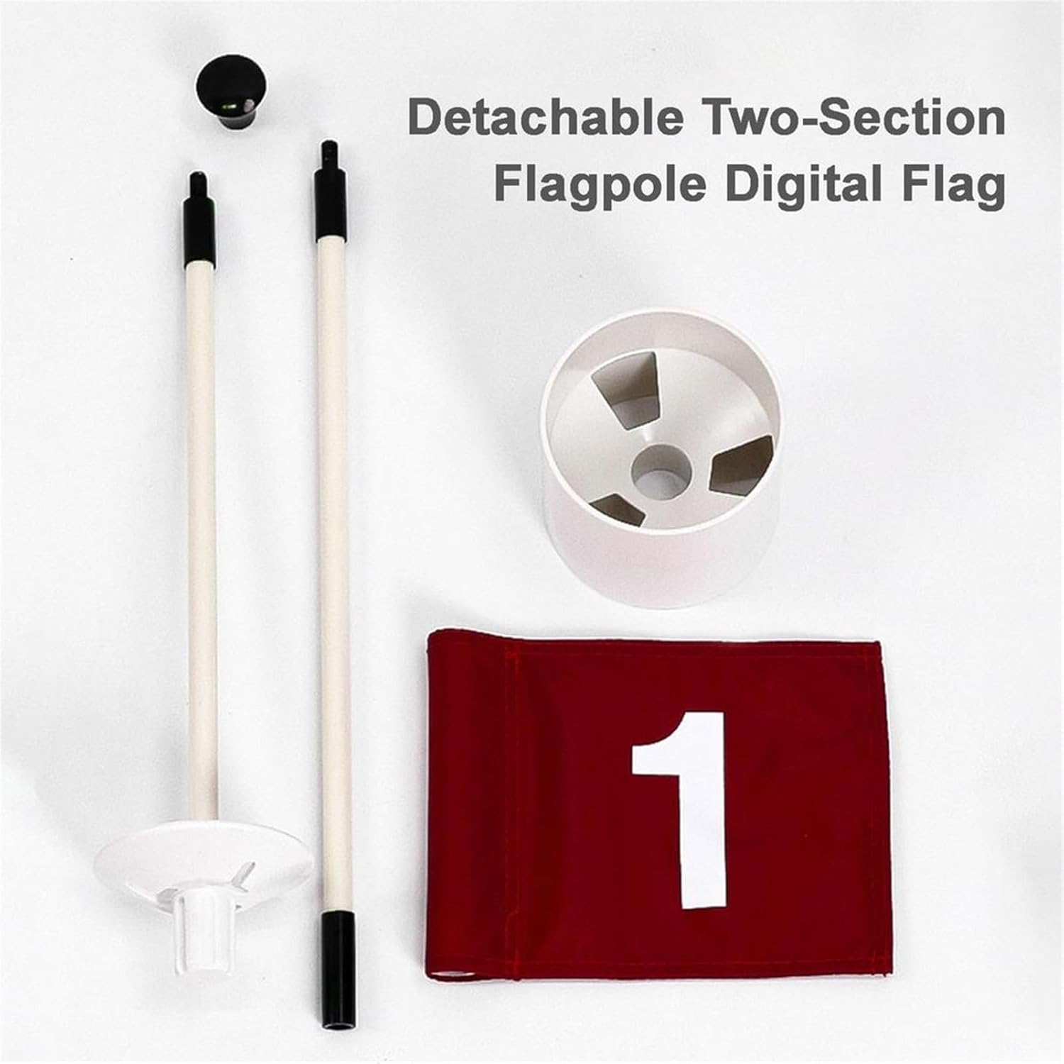 Flag Stick Golf Putting Green Flag for Yard, Detachable Numbered Golf Flags, Golf Pin Flags Hole Cup Set, Portable 2-Section Design, Gifts Idea
