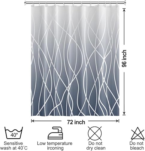 Miniatura 237 de Cortina de ducha pequeña a rayas gris claro degradado para baño, 36 x 72 pulgadas, juego de cortina de ducha geométrica para cabina de RV con Gris