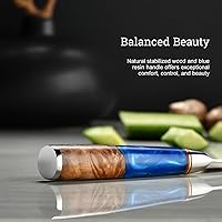 Vista 4 de Cuchillo de Chef Japonés, Cuchillo de Cocina Damasco de 8 Pulgadas con Acero VG10, Cuchillo Afilado Hecho a Mano con Mango Ergonómico, Cuchillos