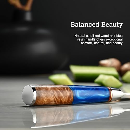 Miniatura 4 de Cuchillo de Chef Japonés, Cuchillo de Cocina Damasco de 8 Pulgadas con Acero VG10, Cuchillo Afilado Hecho a Mano con Mango Ergonómico, Cuchillos de