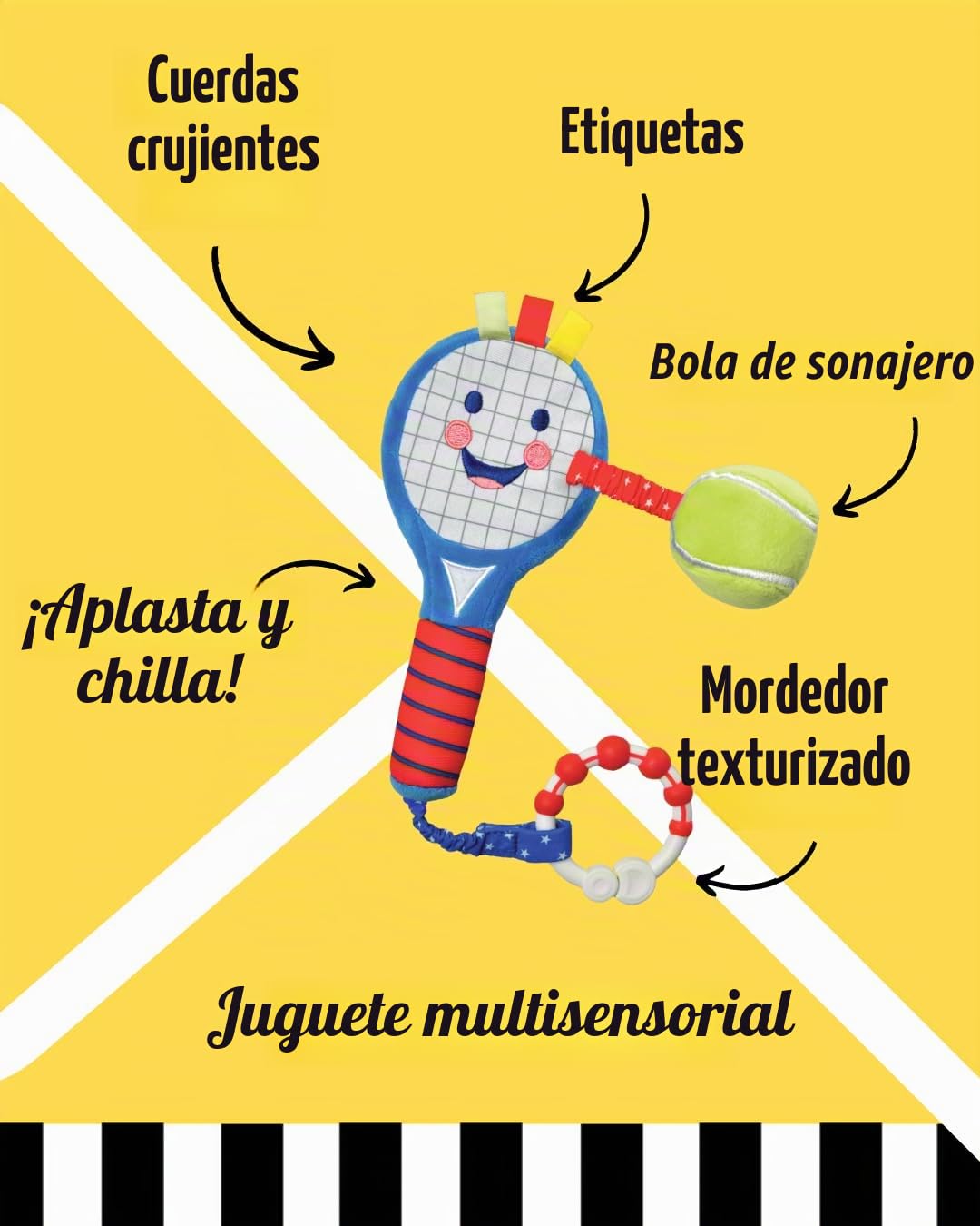 Little Sport Star Raqueta de Tenis para Bebés y Niños Pequeños | Juguete Sensorial Deportivo | Regalo para Recién Nacidos