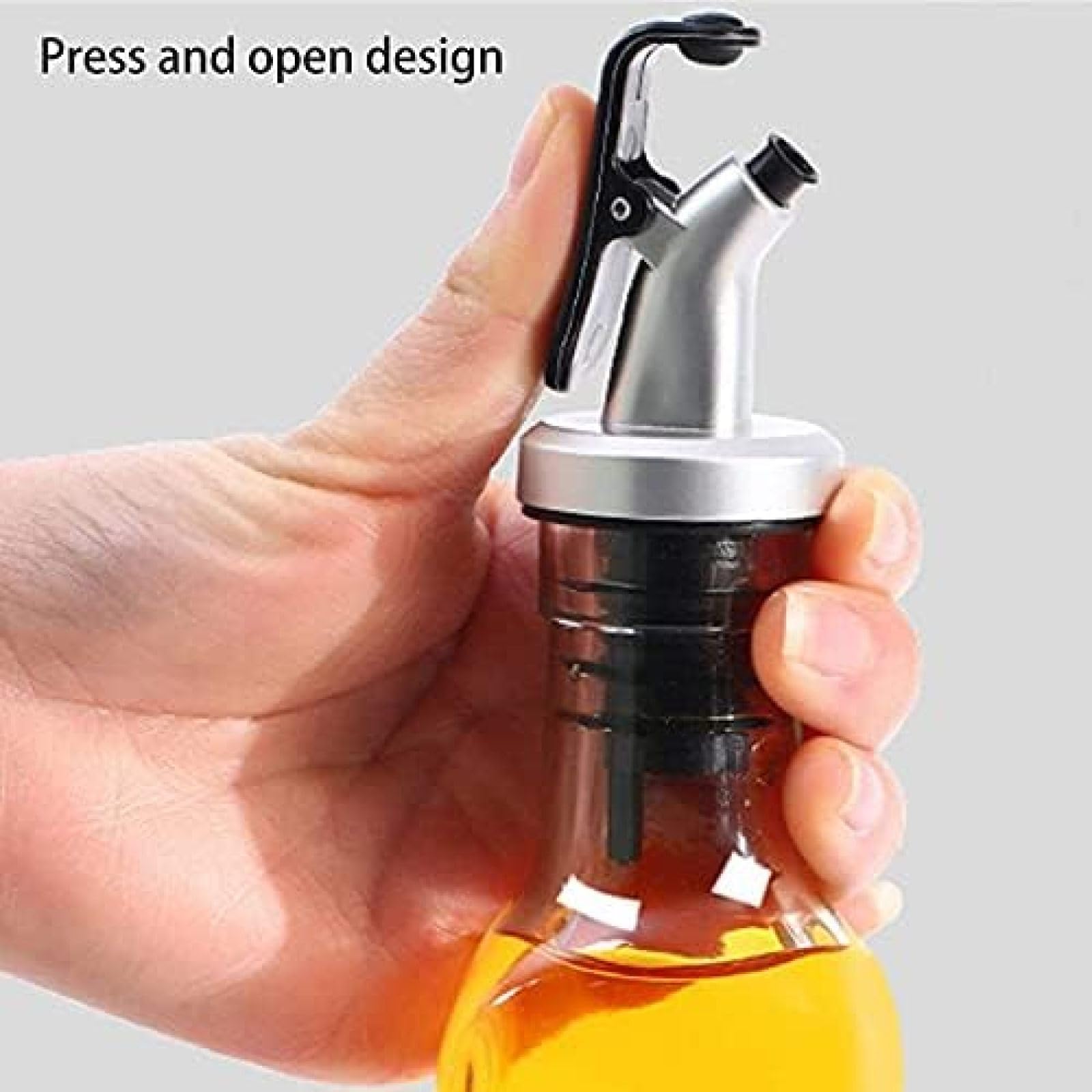 Juego De Dispensador De Aceite Y Vinagre De Sal Y Pimienta, Botella De Condimento Visible De Vidrio De 5 Piezas con Bandeja De Almacenamiento, Diseño De Tapa Giratoria,Bonny369