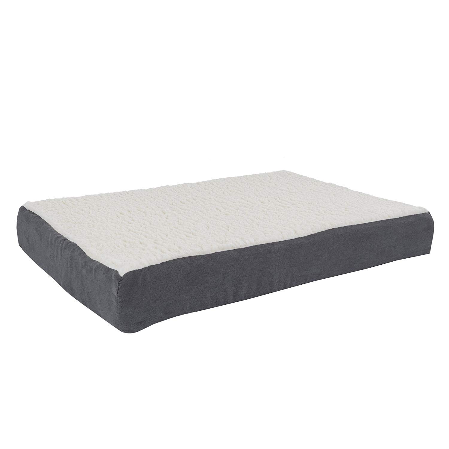 PETMAKER Orthopedic Dog Bed - 2-Layer 30x20.5-Inch Memory Foam Pet Mattress with Machine-Washable Sherpa Cover for Medium Dogs up to 45lbs (Gray)