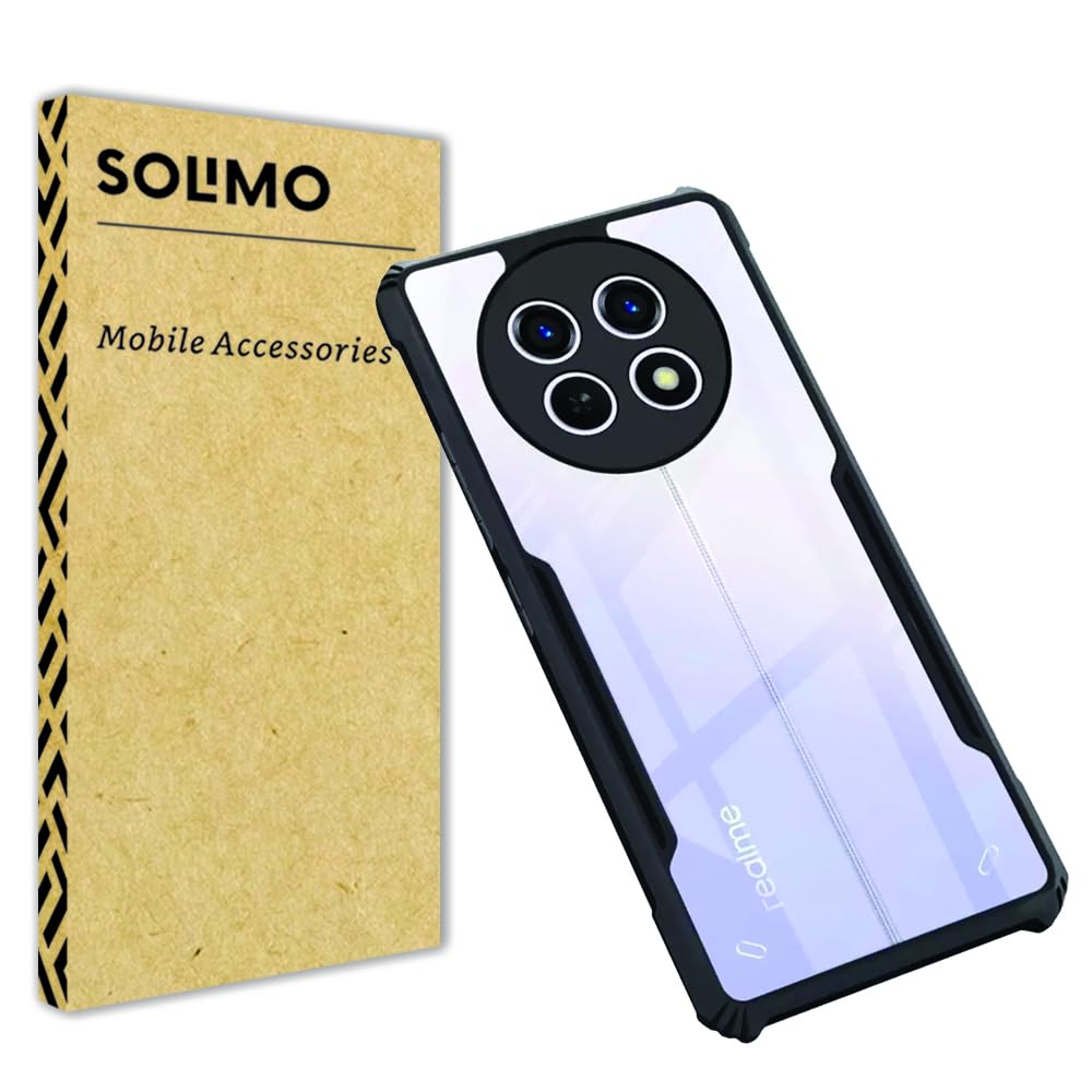Amazon Brand - Solimo Crystal Clear Back Cover Case for Realme Narzo 70x 5G / N65 / Realme 13/12 / 12X 5G / C65 5G | Transparent Back Case (PC & TPU, Black Bumper)