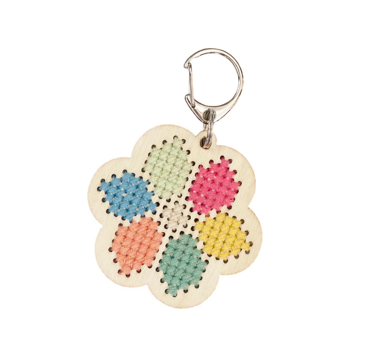 Cotton Twist Unisex Keyring Make Your Own Flower Cross Stitch Craft Kit - Creative Craft Set