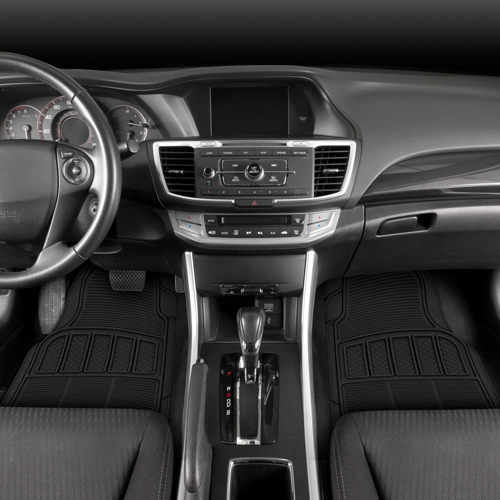 BDK 3-Piece Universal Front Rear Rubber Floor Mats Heavy Duty Universal Fit Liners for Cars SUVs Trucks Vans — view 2