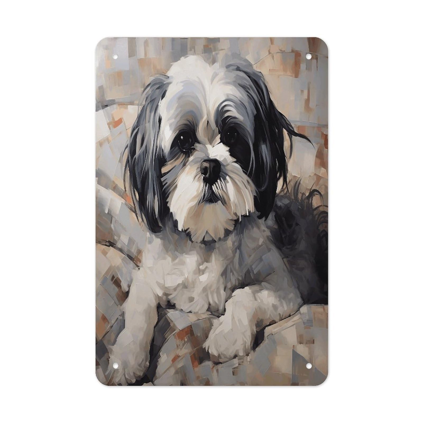 Retro Metal Signs Decorations Vintage Shih Tzu Tin Sign Iron Painting Home Family Poster Personalized Art Wall Decor Funny Plaque Sheet for Home Gift Party 8x12 In