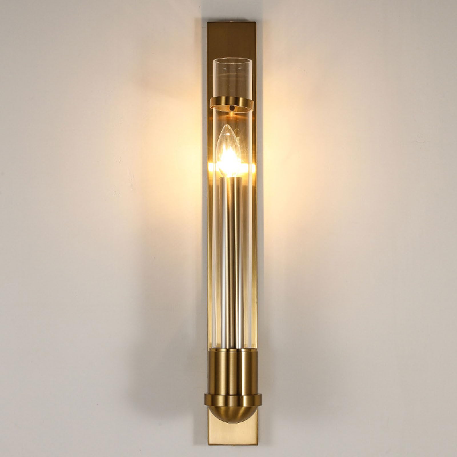 AWEITG European Style Golden Wall Lamp Glass Shade - Sconce Light for Living Room and Bedroom Decoration(Single Light Fixture)