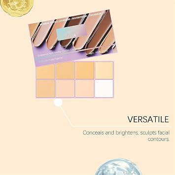 Pimby Foundation, Evanesce Soft Matte Cream Concealer 8 Shade Fade Palette, with Applicator Waterproof Full Coverage Cream for Blemishes & Cover, Long-Lasting Lightweight Formula Safe (Light color)