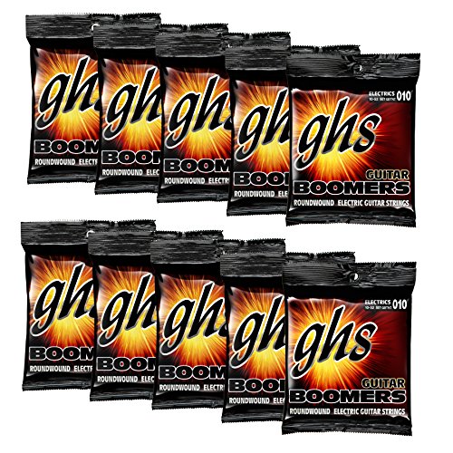 Best Gifts for Guitar Players 31 GHS - Boomers Nickel-Plated Steel Electric Guitar Strings (10-Pack)