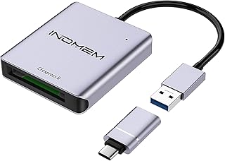 INDMEM CFexpress Type B Card Reader USB 3.1 Gen 2 10Gbps CFexpress Memory Card Adapter Aluminum Thunderbolt 3 Port Connection Support Android/Windows/Mac OS