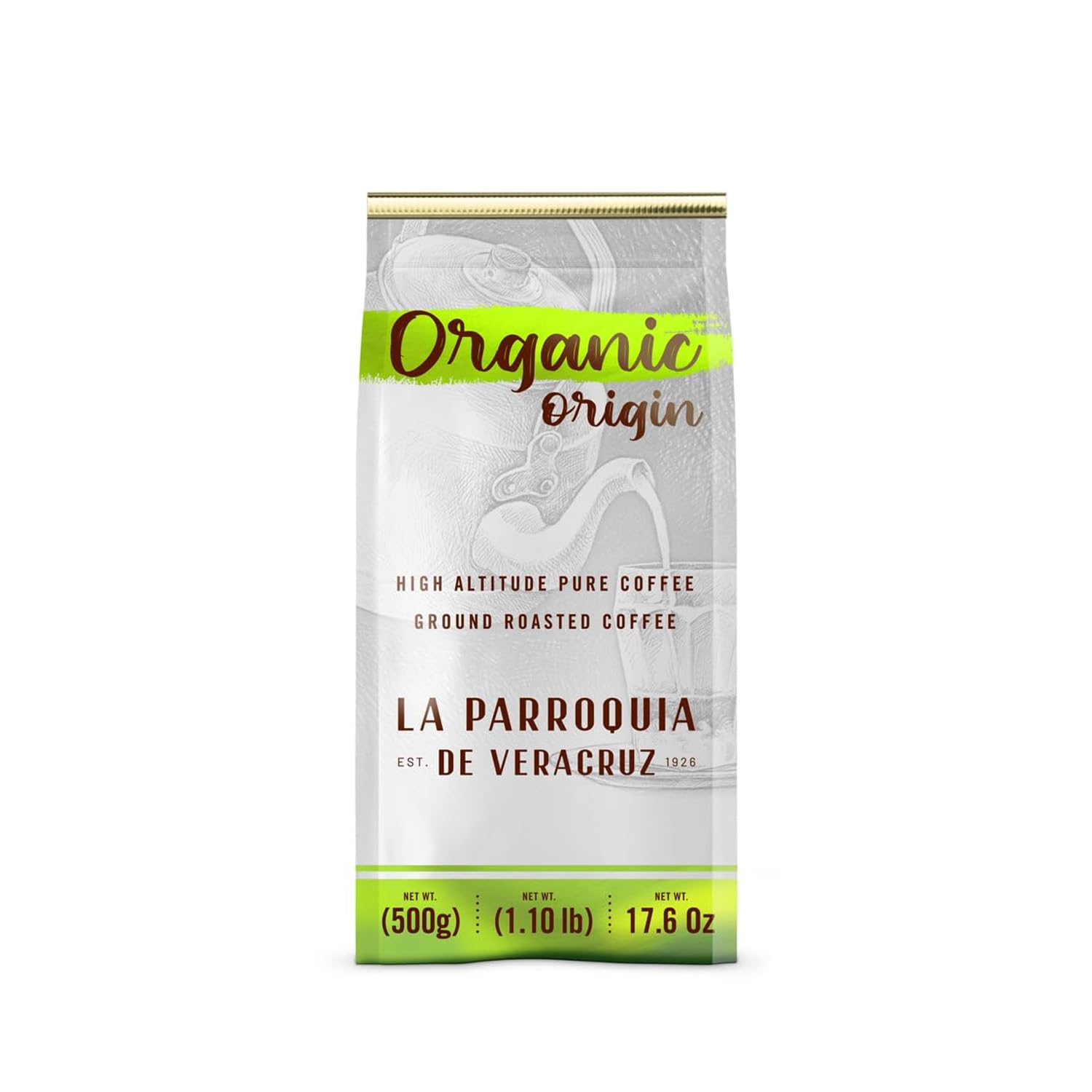 LA PARROQUIA DE VERACRUZ – Organic Roasted Ground Coffee, 17.6 oz Bag | 100% Pure, Naturally Grown | Rich Aroma & Full-Bodied Flavor