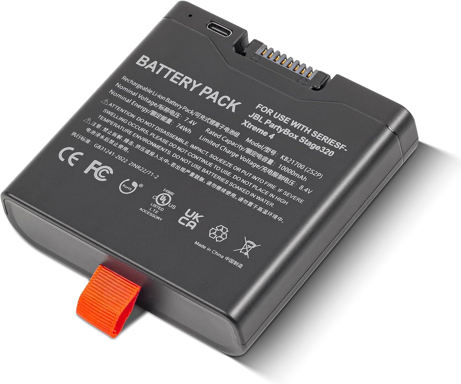 10000mAh FG4CELL21700G, FG4CELL21700H Battery for PartyBox Club 320, PartyBox Stage 320, Xtreme 4 / with Type C Cable / 7.4 V / 74Wh / Model KB21700(2S2P) - Image 4