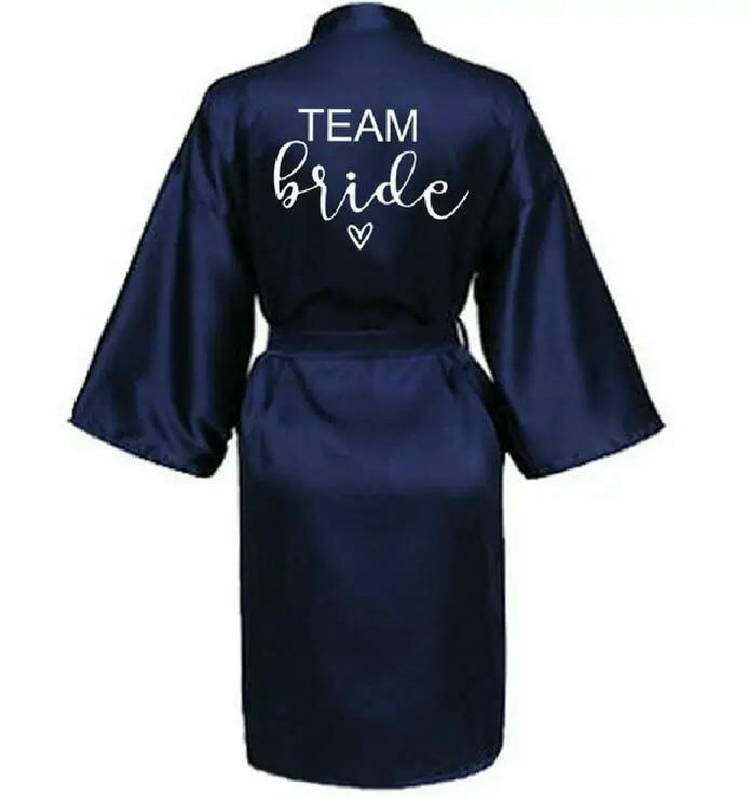 Accappatoio Donna Wedding Party Team Bride Robe Letters Kimono Satin Pigjamas Bridesmaid Aokrobe-Sposa Nera-s