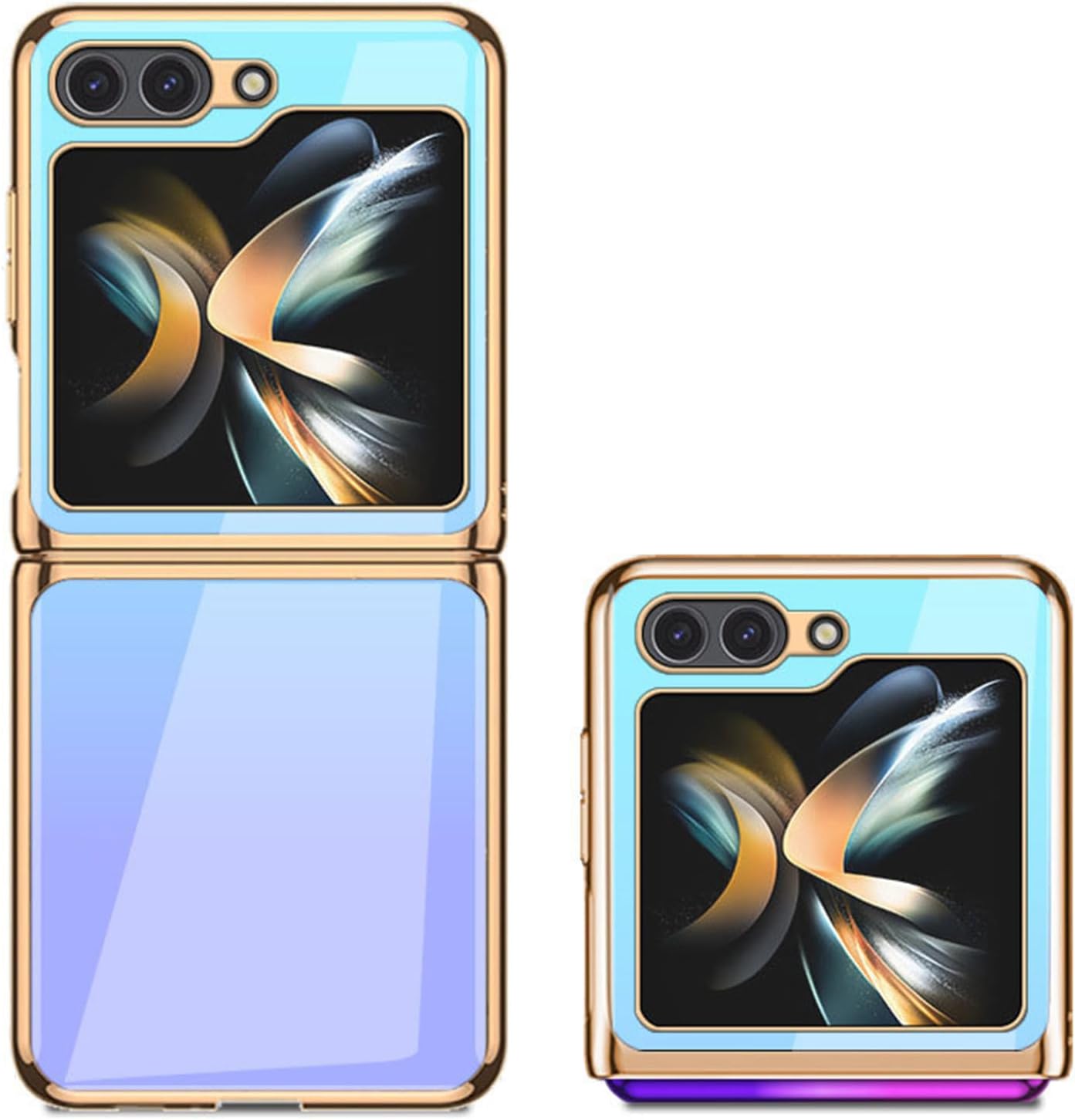 Compatible with Samsung Galaxy Z Flip 5 Case, Ultra-Thin Tempered Glass Fashion Electroplating Color Painting Design Folding Phone Case for Samsung Z Flip 5 2023,Purple 1