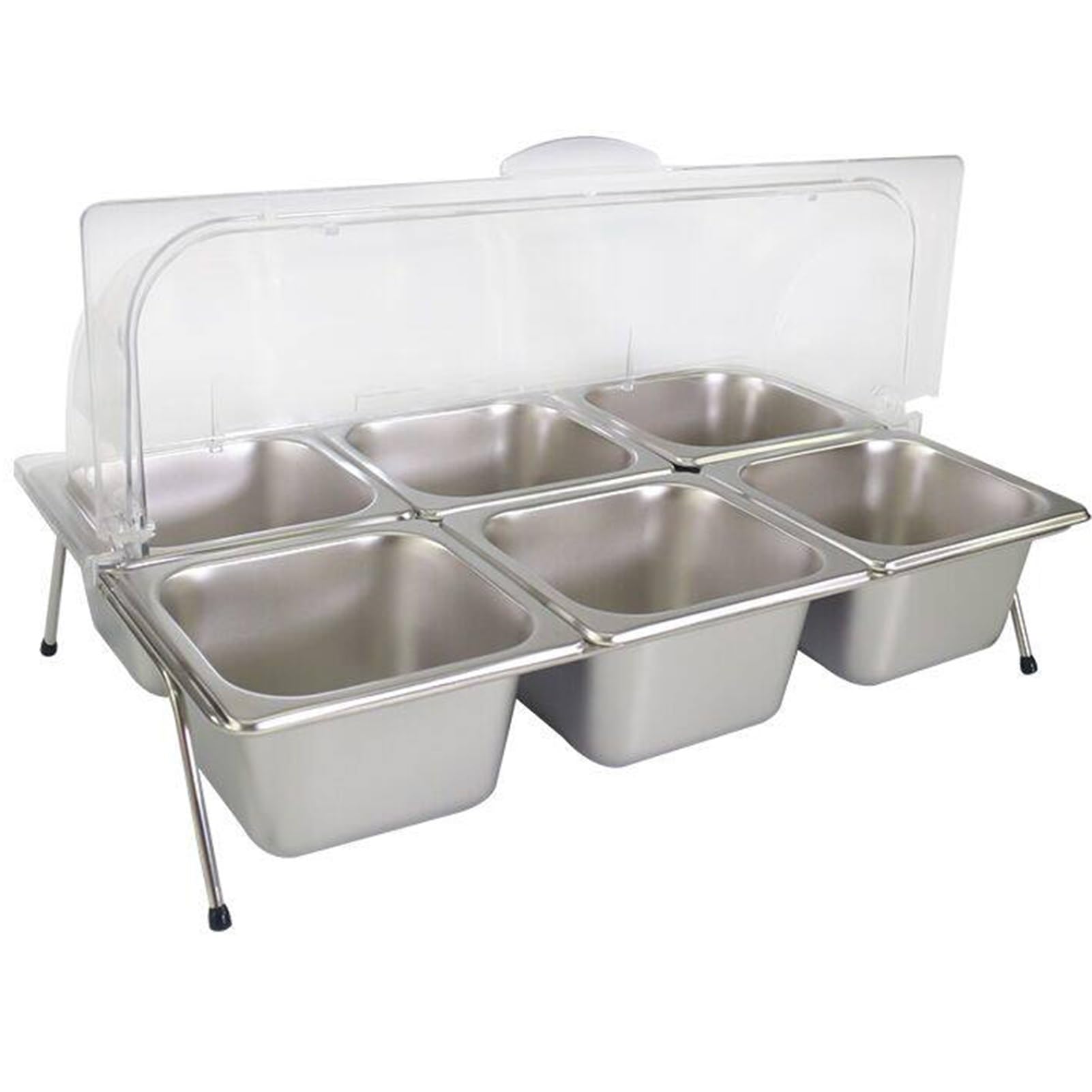 WDSOPK 9 Pan Stainless Steel Food Serving Container with Clear Lid Countertop Spice Rack Buffet Pantry Storage for Sauces Jams and Condiments