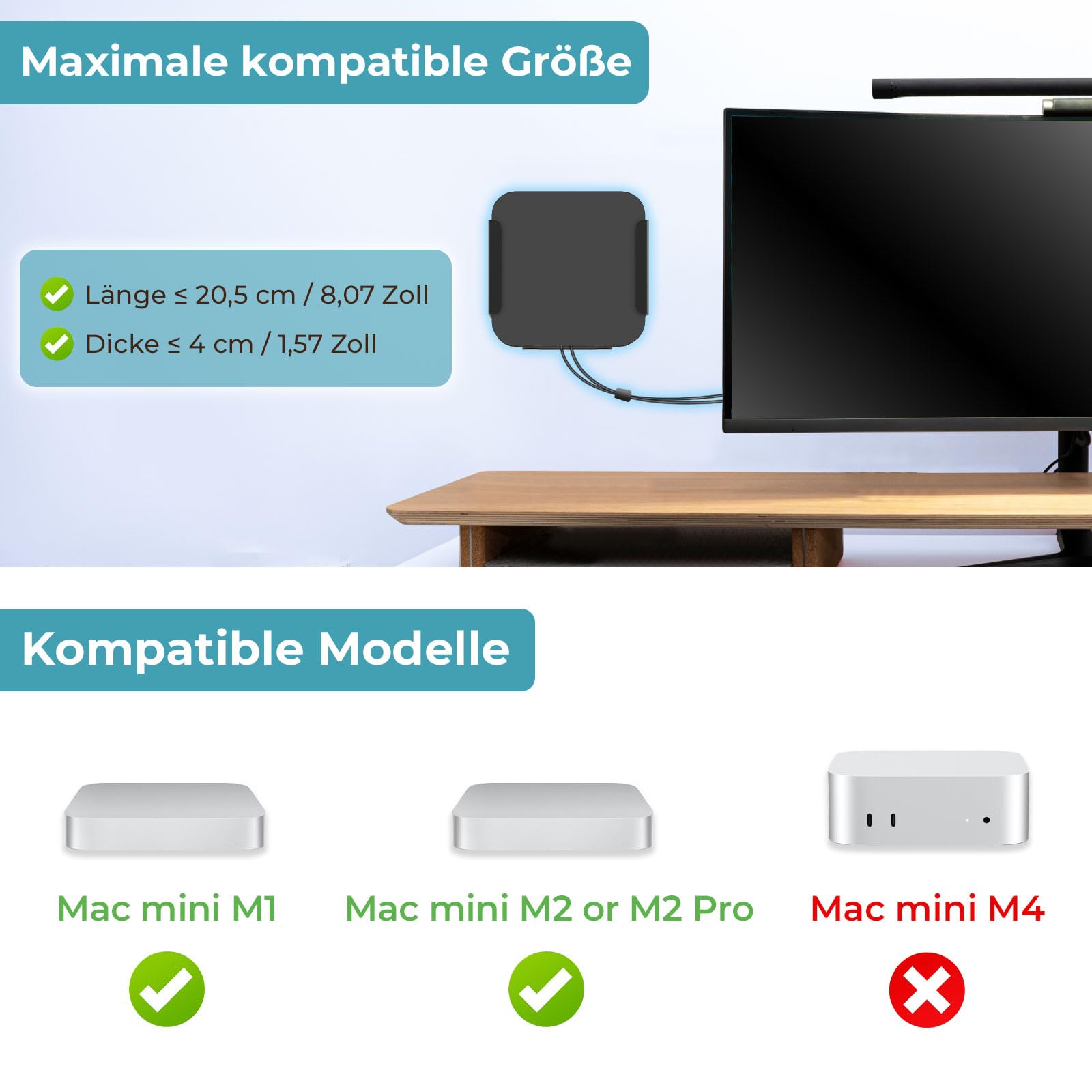 Support en métal compatible Mac Mini M1 M2 M2 Pro VESA mur sous table Dock résistant aux rayures