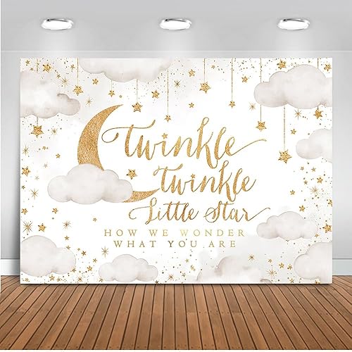 Miniatura 8 de Mocsicka Twinkle Twinkle Little Star - Telón de fondo de revelación de género para fiesta de niño o niña, decoración de fondo rosa y azul, nubes y