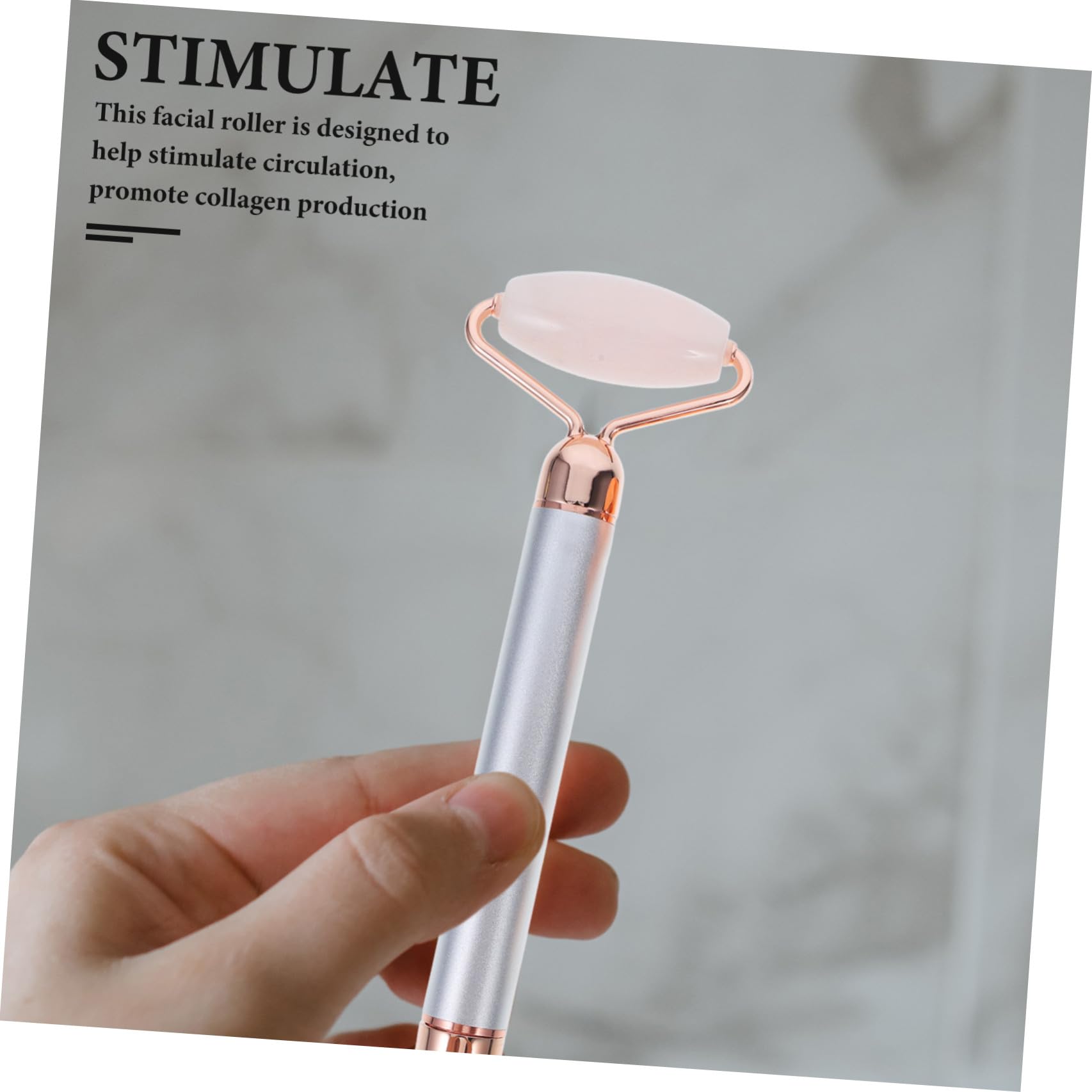 Alipis Gesichtsmassagegerät 3 In 1 mit Natürlichem Jade und Rosenquarzroller Elektrische Vibration für Anti Aging und Entspannung der Gesichtsmuskulatur