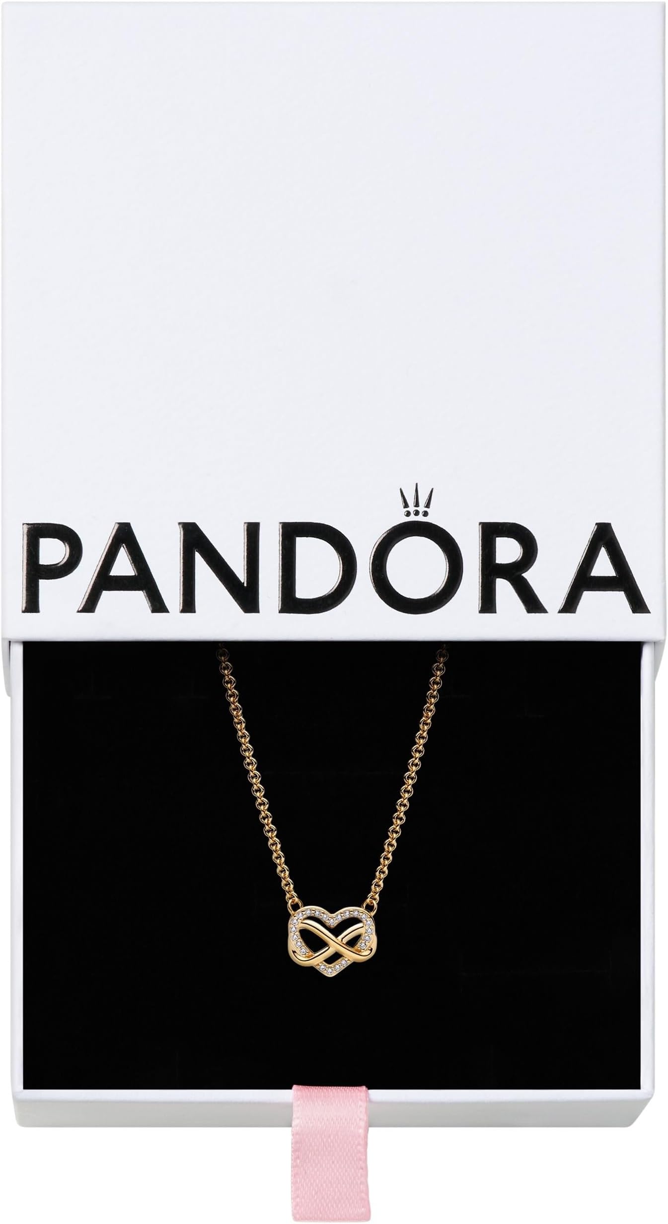 Sparkling Infinity Heart Collier Necklace, 19.7"