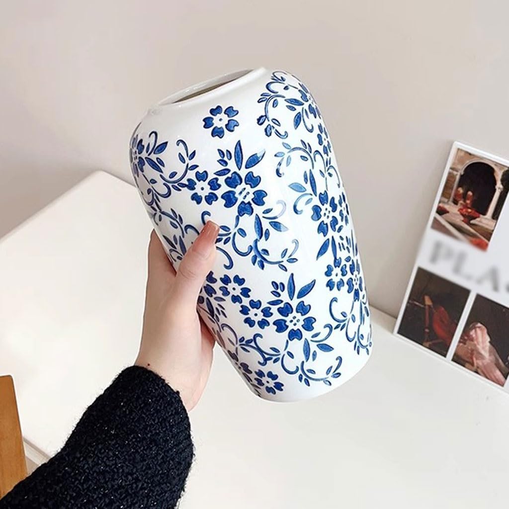 Vaso Ornamenti cinesi for la decorazione del soggiorno con vaso in ceramica in porcellana retrò blu e bianca Vaso In Ceramica(S)