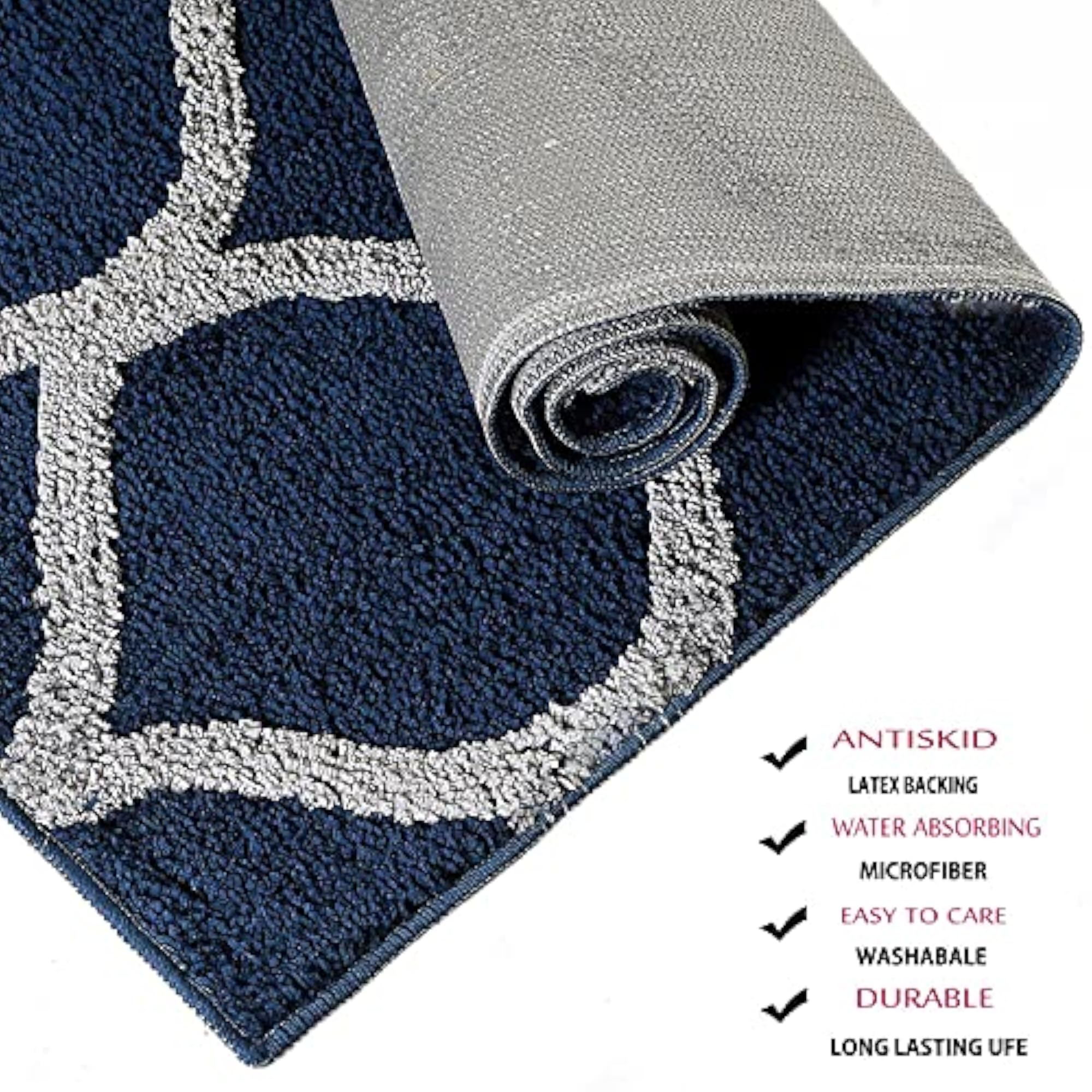 Soft Microfiber Anti-Slip Bath Mat, Red & Black