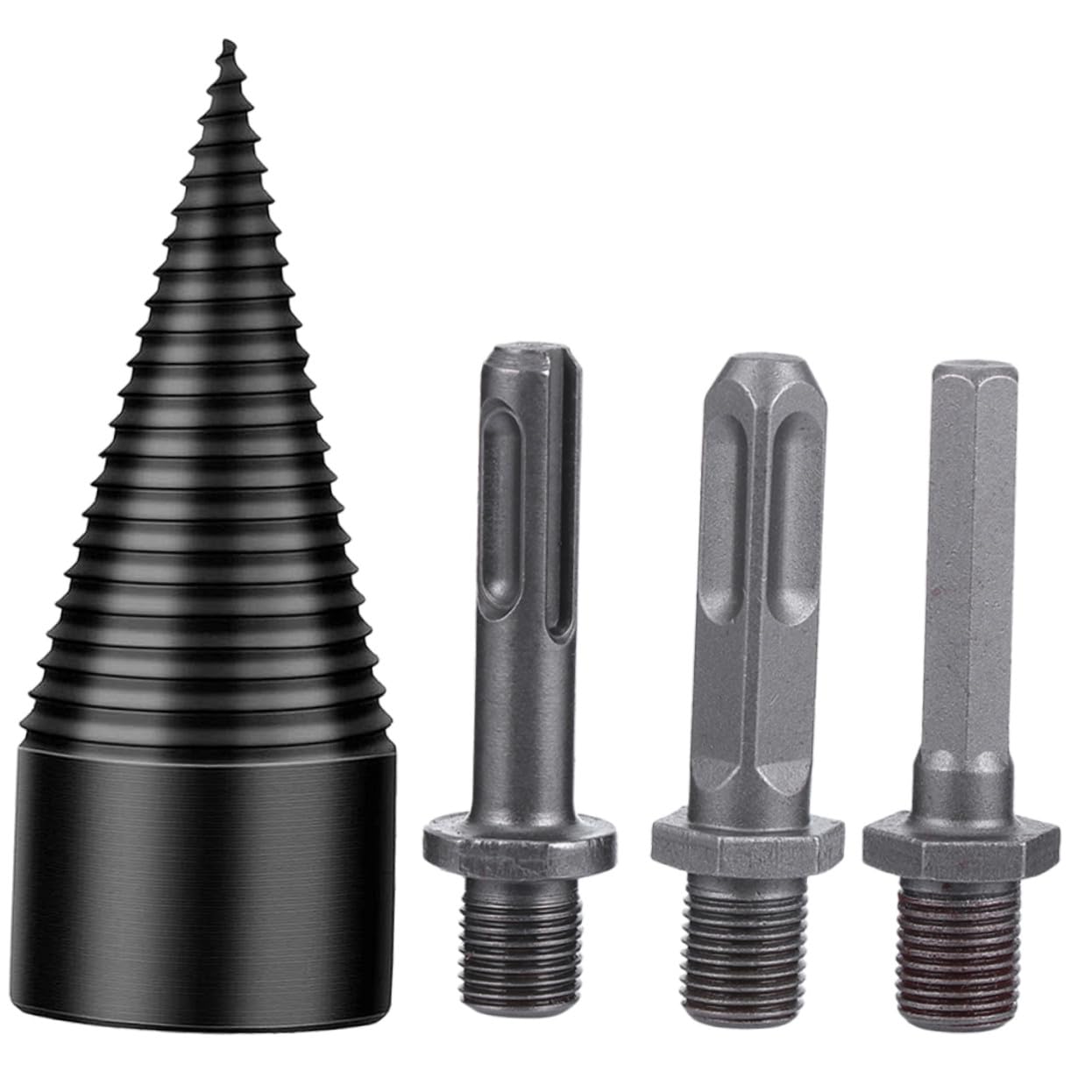 Cône de Foret en Acier Noir Résistant à L'Usure Travail du Bois, Foret Polyvalent 32Mm pour Fendre le Chêne et Autres Bois Durs