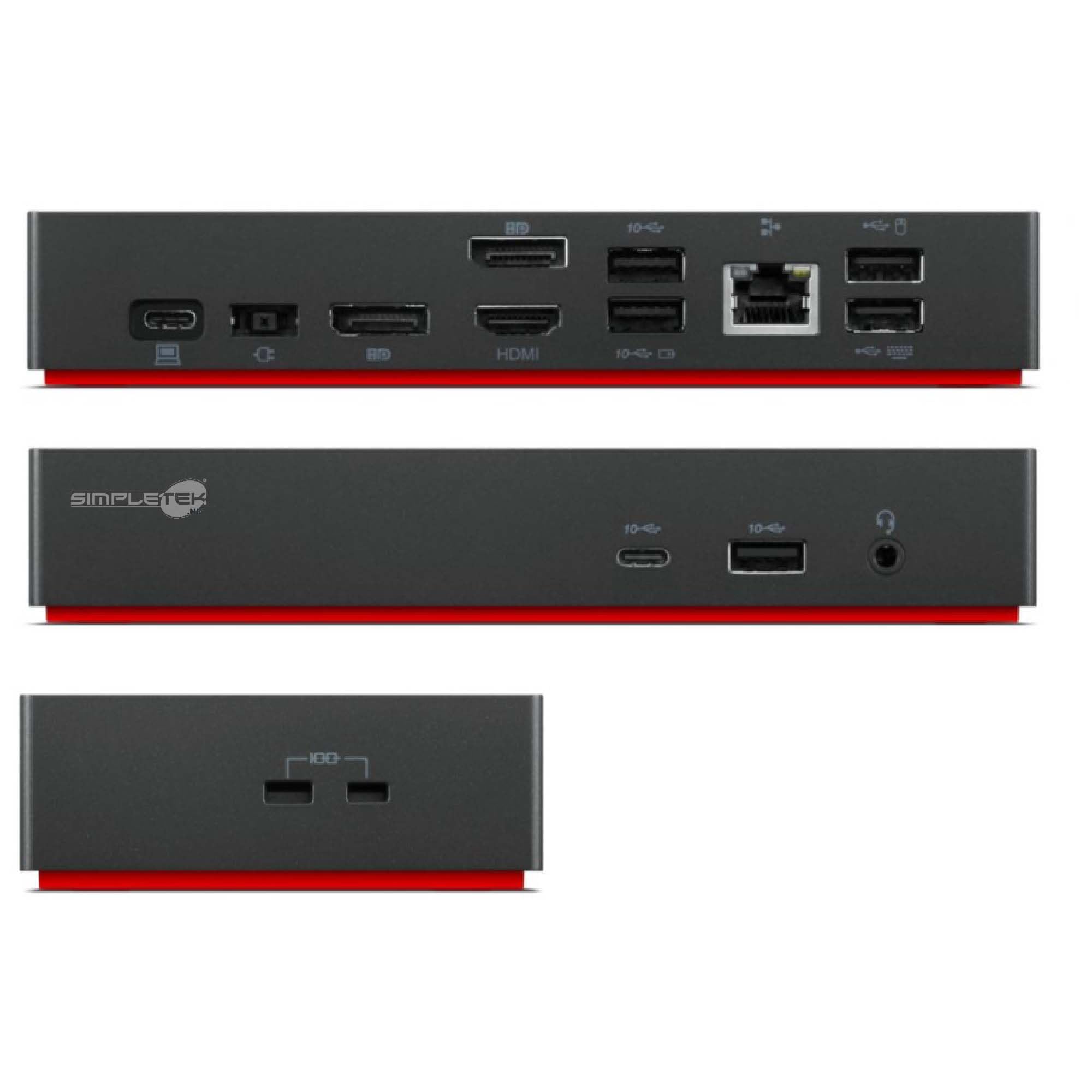 SIMPLETEK Stacja dokująca Thunderbolt USB-C, 2 x DisplayPort + HDMI 4K 60 Hz, Gigabit LAN, 6 x USB, zasilanie 90 W, zasilacz + kabel (odnowiony)
