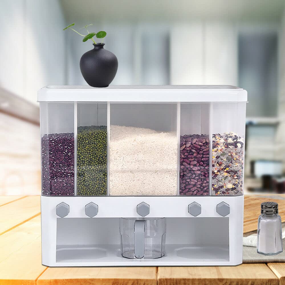 Futchoy Boîte de rangement hermétique à 5 compartiments avec couvercle et verre doseur pour la cuisine