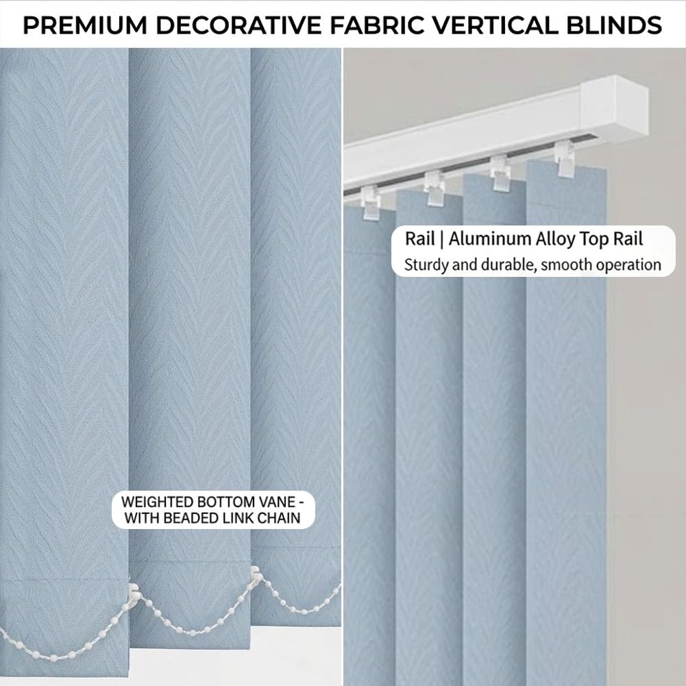 Blickdicht Vertikaljalousie Light Blue 80x200cm 160x240cm 220x300cm Lamellenvorhang Lichtdurchlässig Sichtschutz Lamellen Jalousie, Schiebevorhang Für Fenster Innen(140W*120H cm)