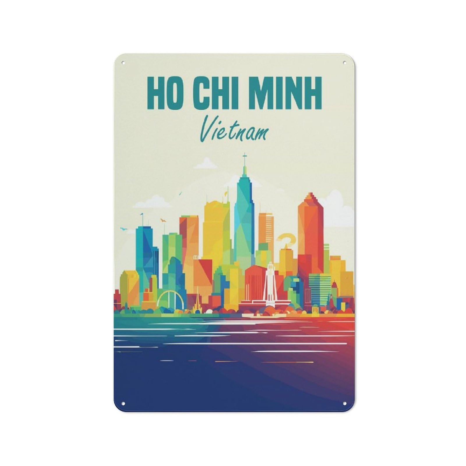 Junmoney Ho Chi Minh Vietnam Retro Tin Wall Plaque 30X20cm For Home Office Or Studio, For Cooler-Month Interiors With Retro Character