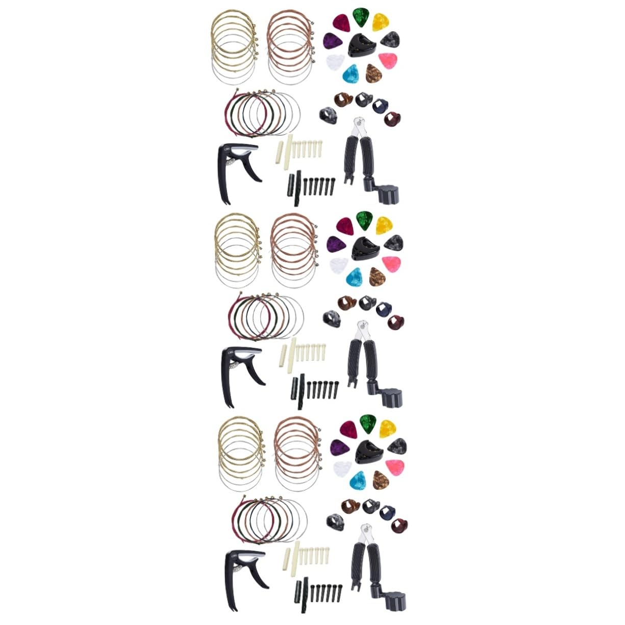 Toyvian 3pezzi Accessori Per Chitarra Capotasto Plettro e Kit Per Sella e Nut Strumento Di Cambio Stringhe Con Avvolgitori e Supporto Nero