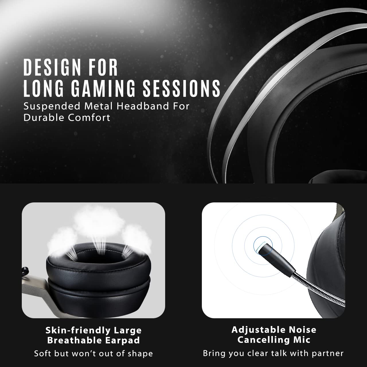 EG3 Pro Casque de jeu pour PC, PS4, Xbox One, son surround avec micro antibruit, lumière LED en ligne/contrôle du volume/micro pour PC, Playstation 4, Xbox, Nintendo Switch