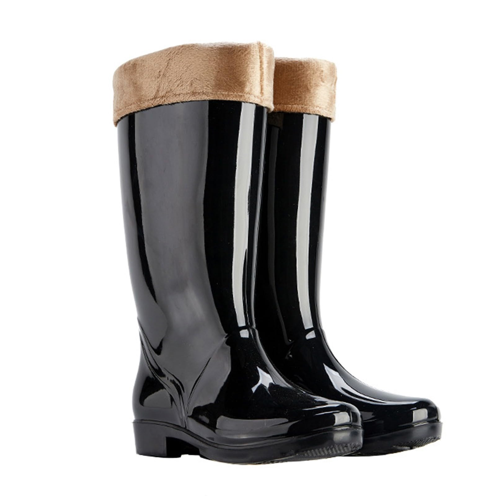 Bottes en caoutchouc hautes pour femme, bottes de pluie chaudes et épaisses, imperméables et antidérapantes, chaussures de travail résistantes à l'abrasion, chaussures aquatiques légères à la mode